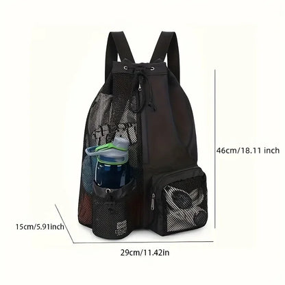 Mesh Swim Bag - Waterproof Drawstring Backpack with Wet Pocket for Gym & Beach - ZOOMNSTORE