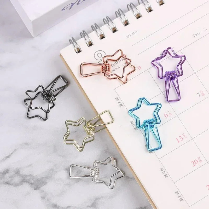 6PCs/Set Hollowed Out Design Metal Binder Clip Long Tail Office Hand Book Folder Paper Organizer Stationery Fish - ZOOMNSTORE