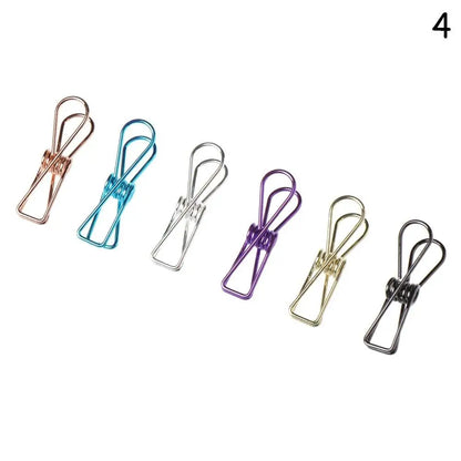 6PCs/Set Hollowed Out Design Metal Binder Clip Long Tail Office Hand Book Folder Paper Organizer Stationery Fish - ZOOMNSTORE