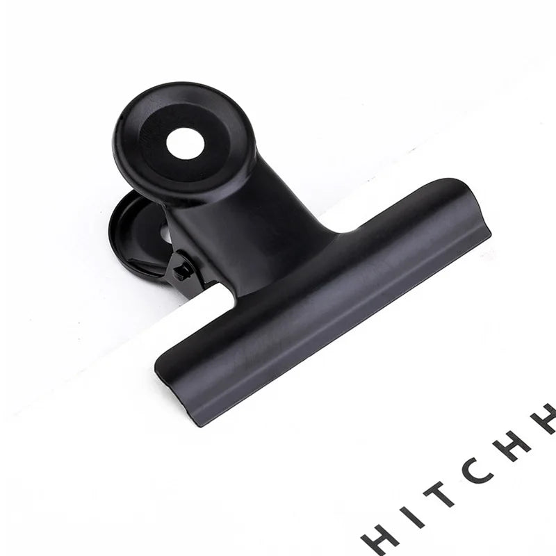 5PCS Metal Paper Clip 20 29 39 50 63 75 90mm Foldback Metal Binder Clips Black Grip Clamps Paper Document Office School Statione - ZOOMNSTORE