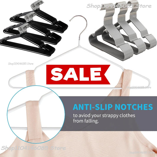 Metal Clothes Hangers – 10pcs Durable Stainless Steel No Slip Hangers for Closet Space Saver - ZOOMNSTORE