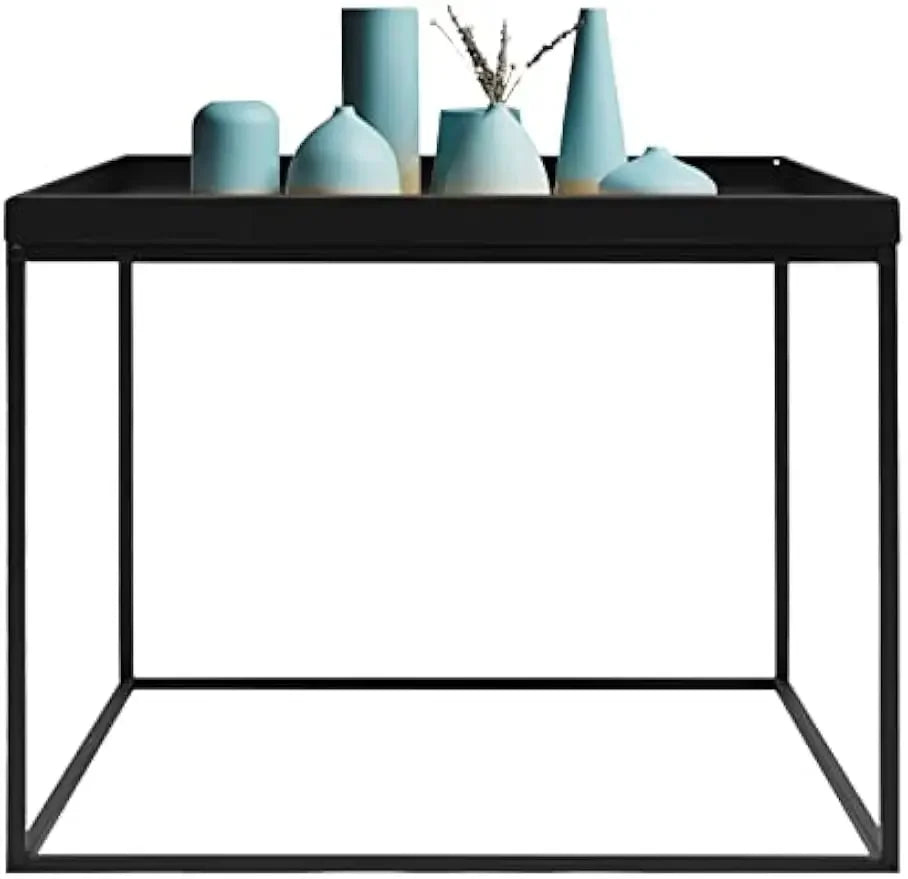 Metal End Table - Modern Black Square Side Table | Durable Steel, Scratch Resistant - ZOOMNSTORE