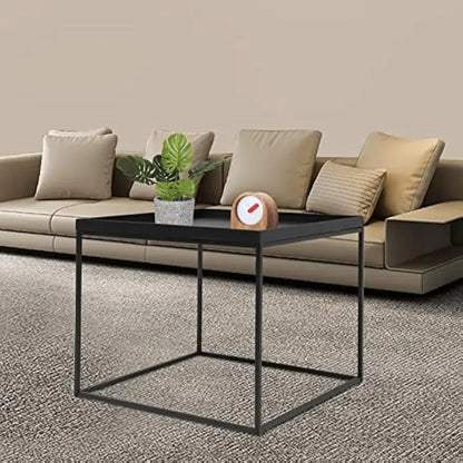 Metal End Table - Modern Black Square Side Table | Durable Steel, Scratch Resistant - ZOOMNSTORE