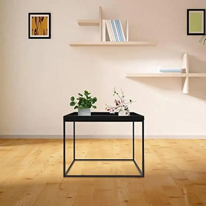 Metal End Table - Modern Black Square Side Table | Durable Steel, Scratch Resistant - ZOOMNSTORE