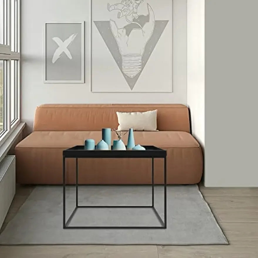 Metal End Table - Modern Black Square Side Table | Durable Steel, Scratch Resistant - ZOOMNSTORE