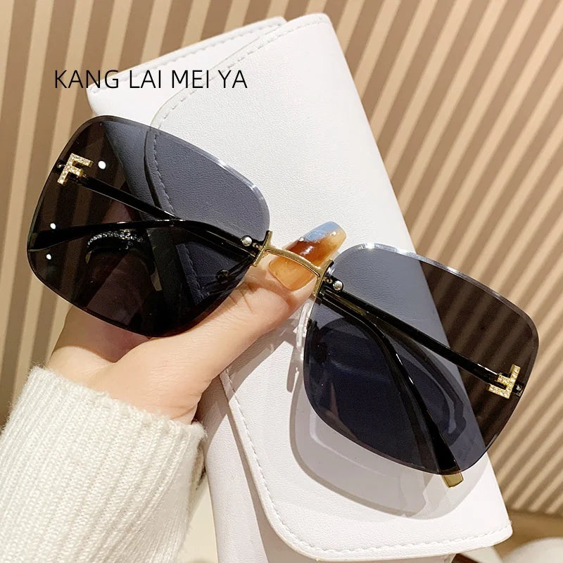 Frameless Metal Sunglasses - Trendy Womens European  American Style - ZOOMNSTORE