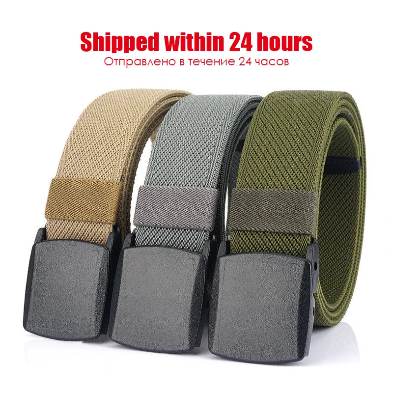 Metal Free Elastic Belt - Strong Stretch Nylon Quick Release Buckle | Unisex Tactical Outdoor - ZOOMNSTORE