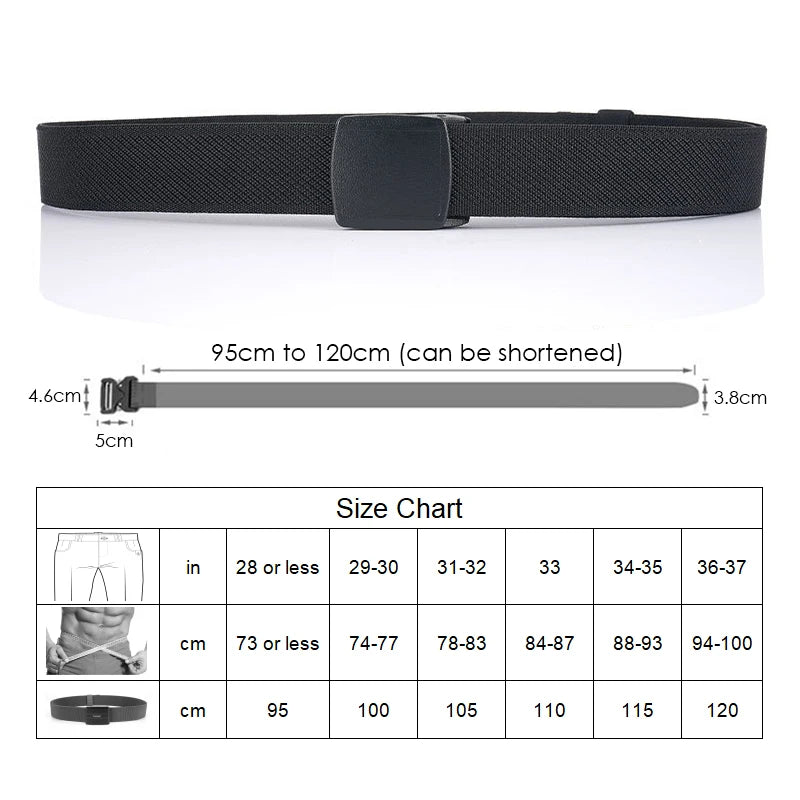 Metal Free Elastic Belt - Strong Stretch Nylon Quick Release Buckle | Unisex Tactical Outdoor - ZOOMNSTORE