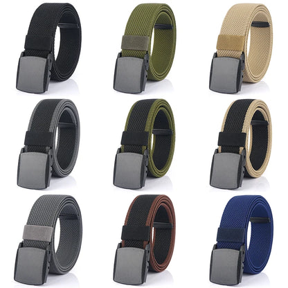 Metal Free Elastic Belt - Strong Stretch Nylon Quick Release Buckle | Unisex Tactical Outdoor - ZOOMNSTORE