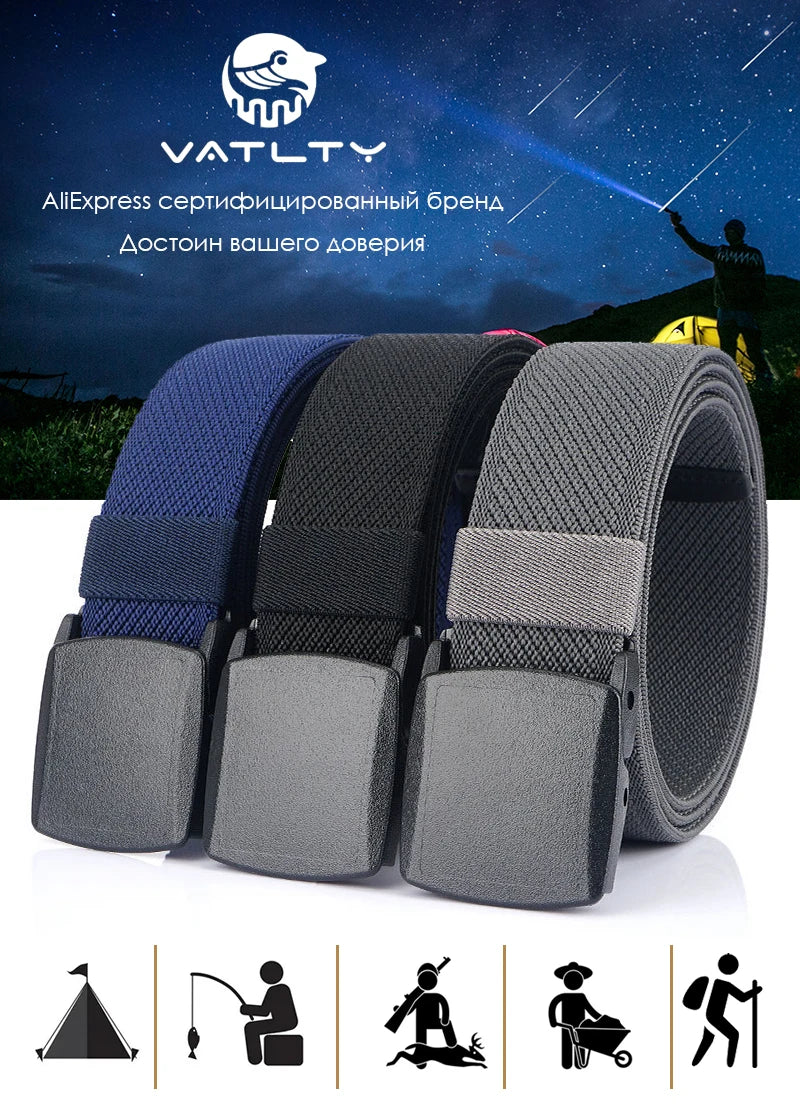 Metal Free Elastic Belt - Strong Stretch Nylon Quick Release Buckle | Unisex Tactical Outdoor - ZOOMNSTORE