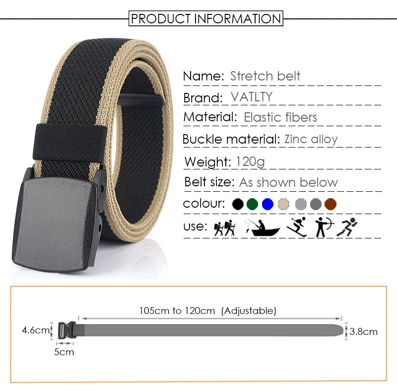 Metal Free Elastic Belt - Strong Stretch Nylon Quick Release Buckle | Unisex Tactical Outdoor - ZOOMNSTORE