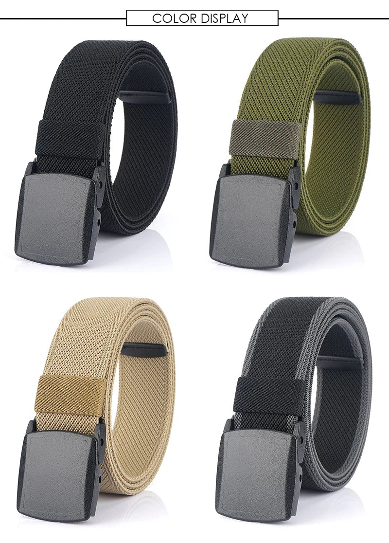 Metal Free Elastic Belt - Strong Stretch Nylon Quick Release Buckle | Unisex Tactical Outdoor - ZOOMNSTORE