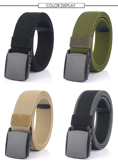 Metal Free Elastic Belt - Strong Stretch Nylon Quick Release Buckle | Unisex Tactical Outdoor - ZOOMNSTORE
