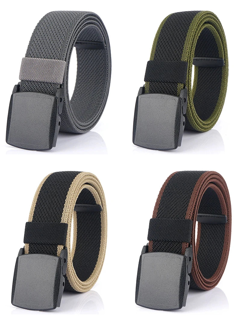 Metal Free Elastic Belt - Strong Stretch Nylon Quick Release Buckle | Unisex Tactical Outdoor - ZOOMNSTORE