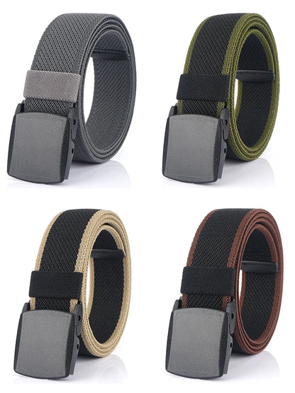 Metal Free Elastic Belt - Strong Stretch Nylon Quick Release Buckle | Unisex Tactical Outdoor - ZOOMNSTORE