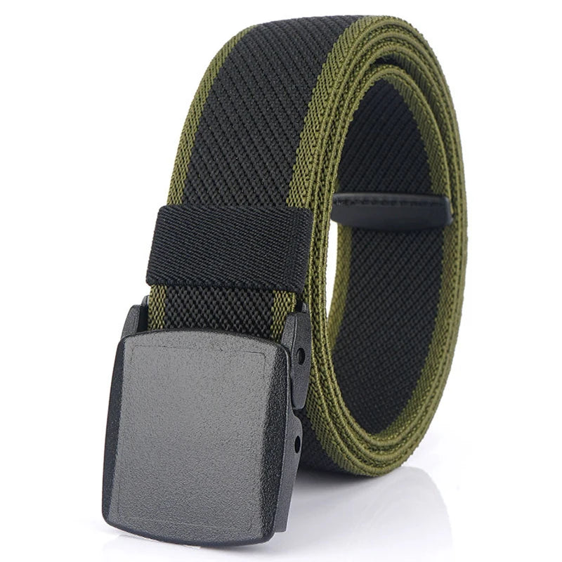 Metal Free Elastic Belt - Strong Stretch Nylon Quick Release Buckle | Unisex Tactical Outdoor - ZOOMNSTORE