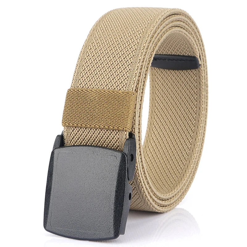 Metal Free Elastic Belt - Strong Stretch Nylon Quick Release Buckle | Unisex Tactical Outdoor - ZOOMNSTORE