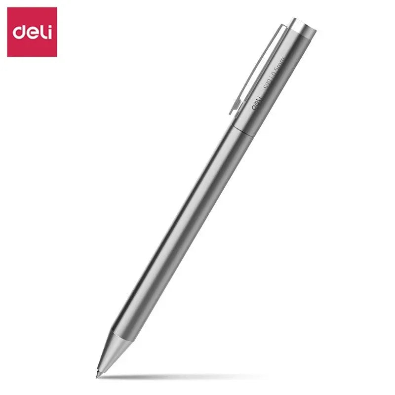 DELI Metal Sign Pen 0.5mm Gel Ink Pens Golden Silver Color Metallic Writing Pen Office Supplies - ZOOMNSTORE