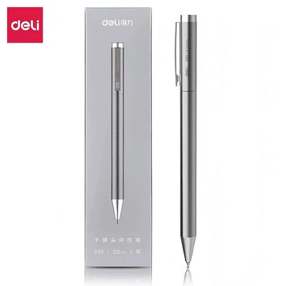 DELI Metal Sign Pen 0.5mm Gel Ink Pens Golden Silver Color Metallic Writing Pen Office Supplies - ZOOMNSTORE
