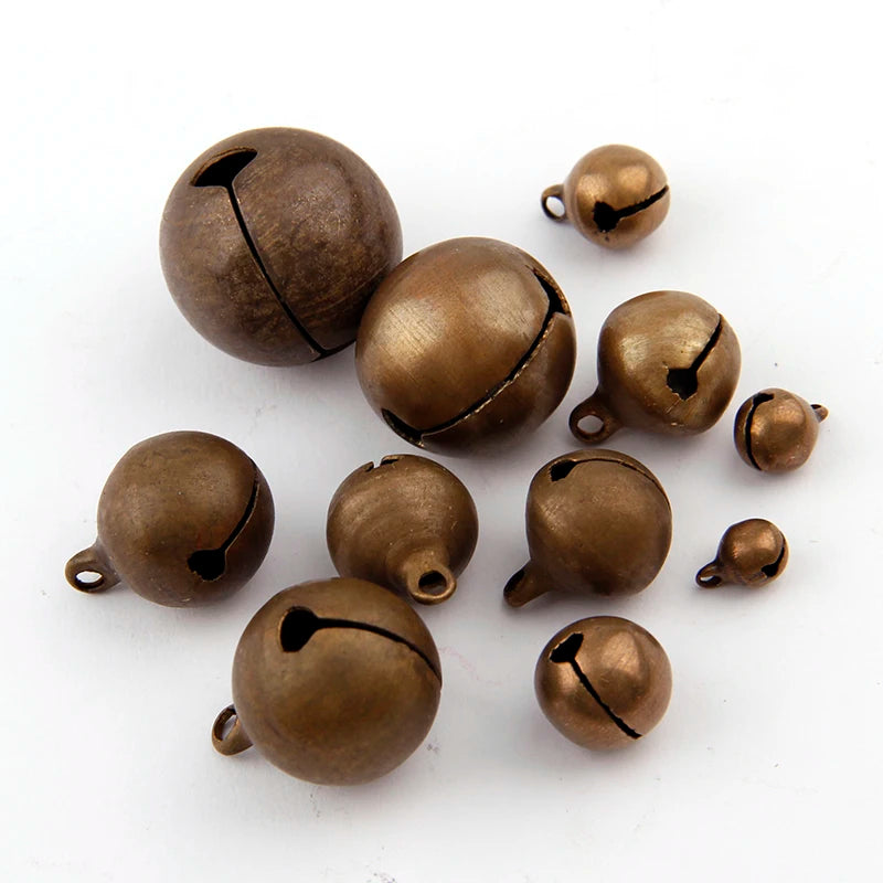 Bronze Metal Jingle Bells - Loose Beads for Festival Christmas Tree DIY Crafts - ZOOMNSTORE