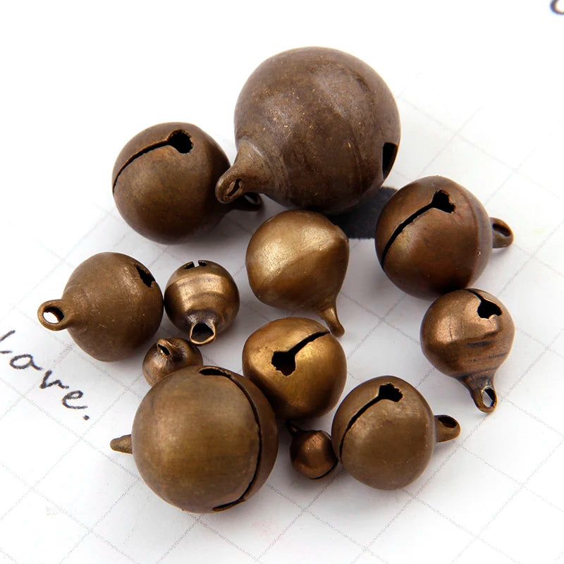 Bronze Metal Jingle Bells - Loose Beads for Festival Christmas Tree DIY Crafts - ZOOMNSTORE
