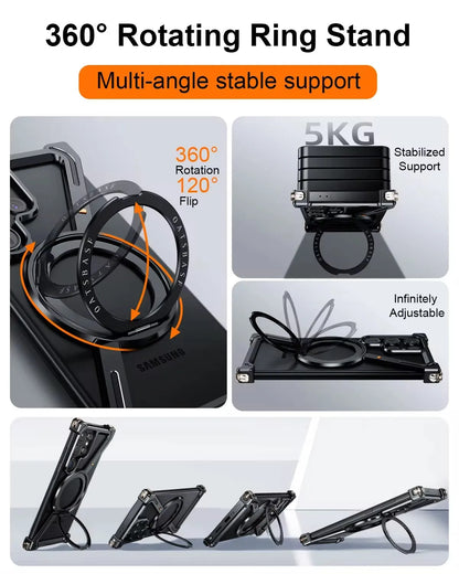Metal MagSafe Z Shape Phone Case for Samsung Galaxy S24S25 Ultra - 360 Rotating Bracket Cover - ZOOMNSTORE