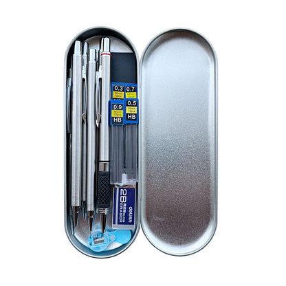 Metal Mechanical Pencil Set with Pen Box Lead Eraser Pencil Sharpener Set 0.3 0.5 0.7 0.9 1.3 2.0mm Art Sketch Automatic Pencil - ZOOMNSTORE