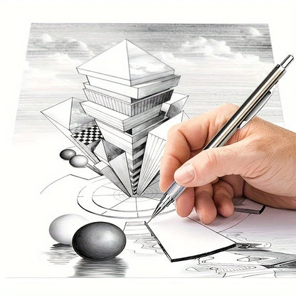 12pcs/box Metal Mechanical Pencil With Pen Box Lead Eraser Color Pencil Sharpener Set 0.3 0.5 0.7 0.9 1.3 2.0mm Art Sketch - ZOOMNSTORE