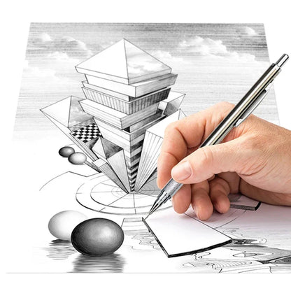 6pcs Metal Mechanical Pencil with Pen Box Lead Eraser Pencil Sharpener Set 0.3 0.5 0.7 0.9 1.3 2.0mm Art Sketch Automatic Pencil - ZOOMNSTORE