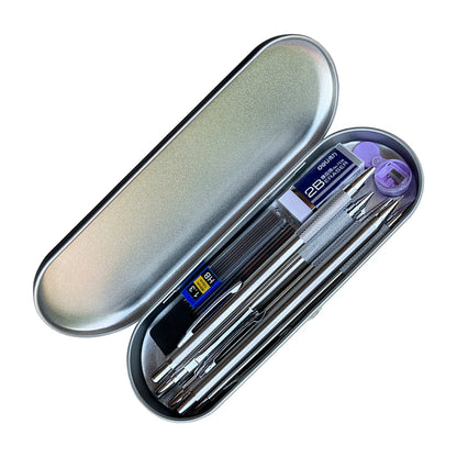 Metal Mechanical Pencil Set with Pen Box Lead Eraser Pencil Sharpener Set 0.3 0.5 0.7 0.9 1.3 2.0mm Art Sketch Automatic Pencil - ZOOMNSTORE