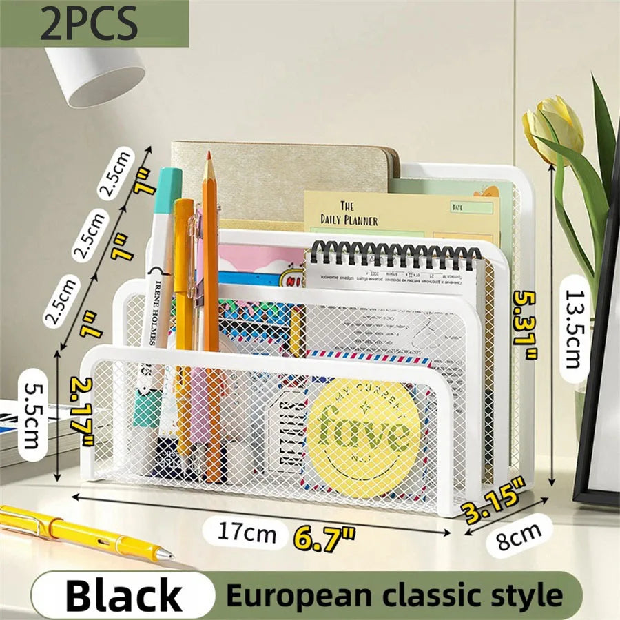 Metal Mesh Desk Mail Organizer - Small File Holder for Documents and Papers - ZOOMNSTORE