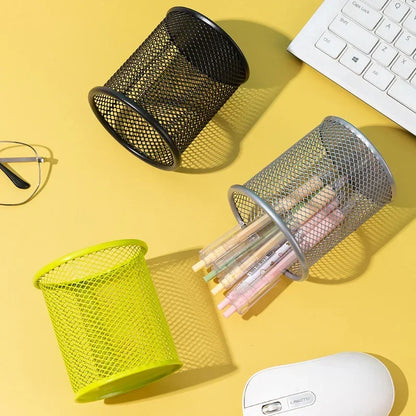 Metal Mesh Pencil Holder - Square Desk Organizer Cup - ZOOMNSTORE