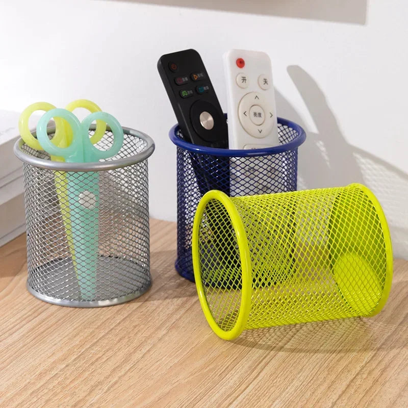 Metal Mesh Pencil Holder - Square Desk Organizer Cup - ZOOMNSTORE
