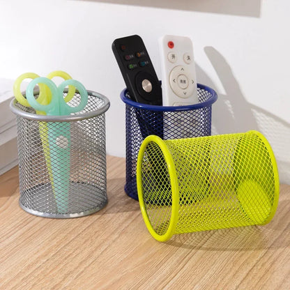Metal Mesh Pencil Holder - Square Desk Organizer Cup - ZOOMNSTORE