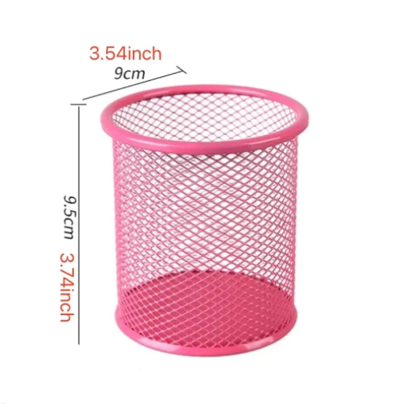 Metal Mesh Pencil Holder - Square Desk Organizer Cup - ZOOMNSTORE
