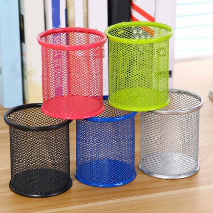 Metal Mesh Pencil Holder - Square Desk Organizer Cup - ZOOMNSTORE