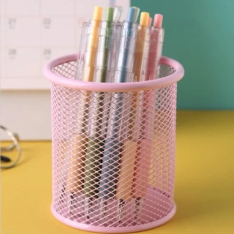 Metal Mesh Pencil Holder - Square Desk Organizer Cup - ZOOMNSTORE