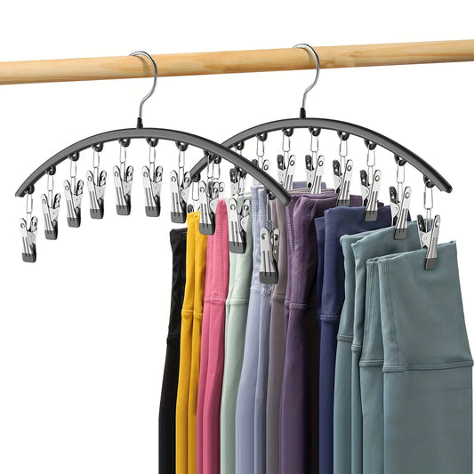 Metal Pants Hanger – Curved Shape Clip Hanger With 10 Clothespins For Yoga Pants Organizer - ZOOMNSTORE