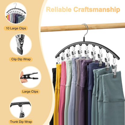 Metal Pants Hanger – Curved Shape Clip Hanger With 10 Clothespins For Yoga Pants Organizer - ZOOMNSTORE