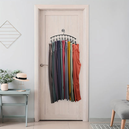 Metal Pants Hanger – Curved Shape Clip Hanger With 10 Clothespins For Yoga Pants Organizer - ZOOMNSTORE