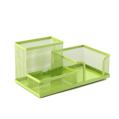 Metal Pen Holder - Black Mesh Desk Organizer with 3/4 Grid Storage Box - ZOOMNSTORE