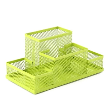 Metal Pen Holder - Black Mesh Desk Organizer with 3/4 Grid Storage Box - ZOOMNSTORE