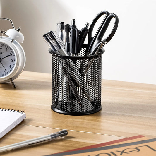 Metal Pen Holder - Black Mesh Pencil Case & Desk Organizer for Office - ZOOMNSTORE
