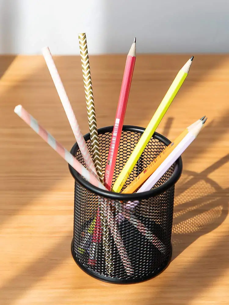 Metal Pen Holder - Black Mesh Pencil Case & Desk Organizer for Office - ZOOMNSTORE