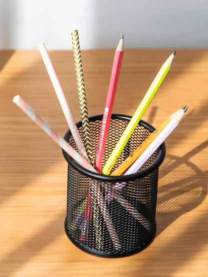 Metal Pen Holder - Black Mesh Pencil Case & Desk Organizer for Office - ZOOMNSTORE