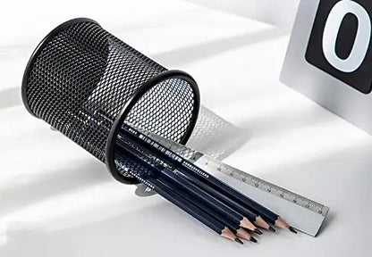 Metal Pen Holder - Black Mesh Pencil Case & Desk Organizer for Office - ZOOMNSTORE