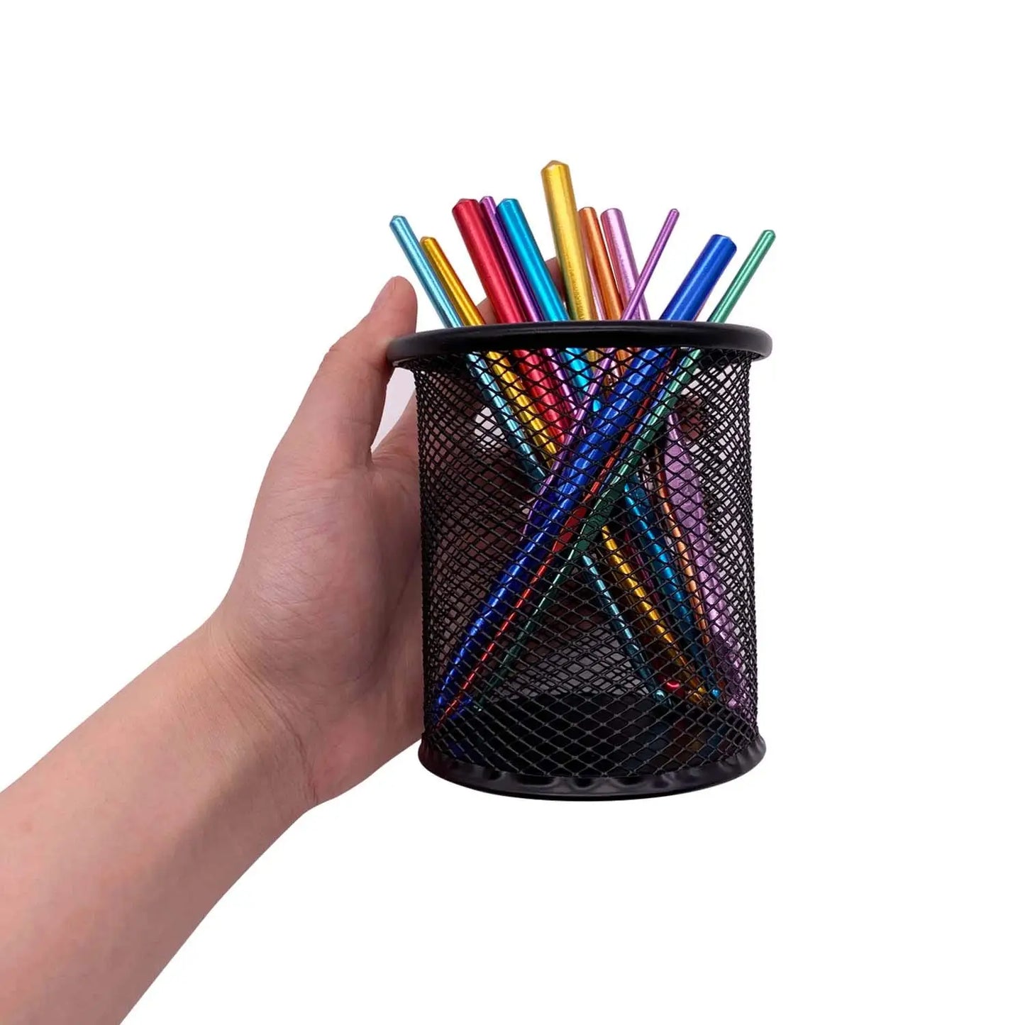 Metal Pen Holder - Black Mesh Pencil Case & Desk Organizer for Office - ZOOMNSTORE