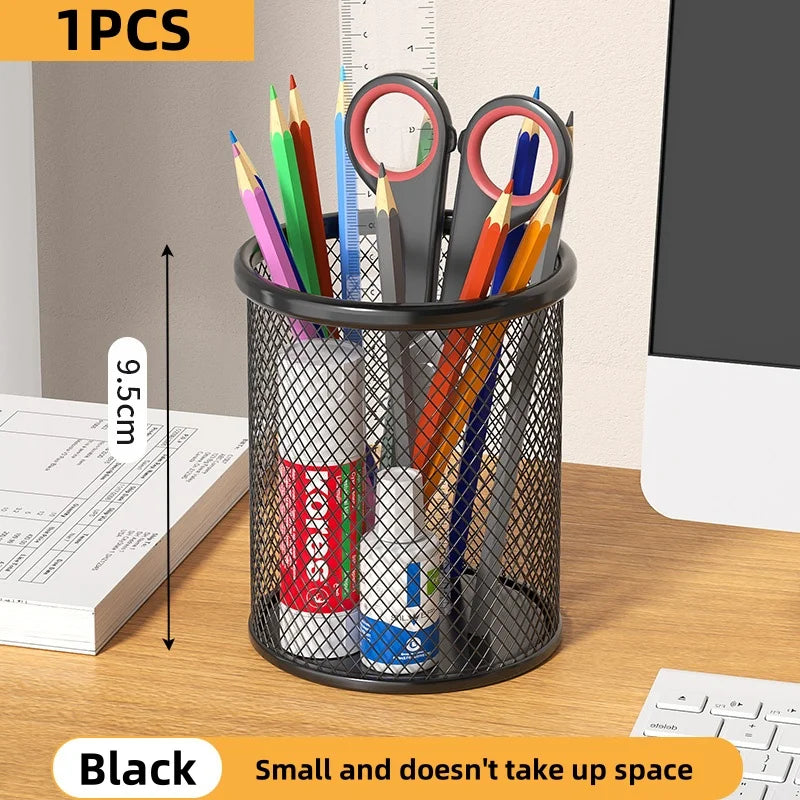 Metal Pen Holder - Black Mesh Pencil Case & Desk Organizer for Office - ZOOMNSTORE
