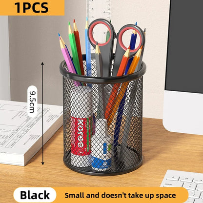 Metal Pen Holder - Black Mesh Pencil Case & Desk Organizer for Office - ZOOMNSTORE