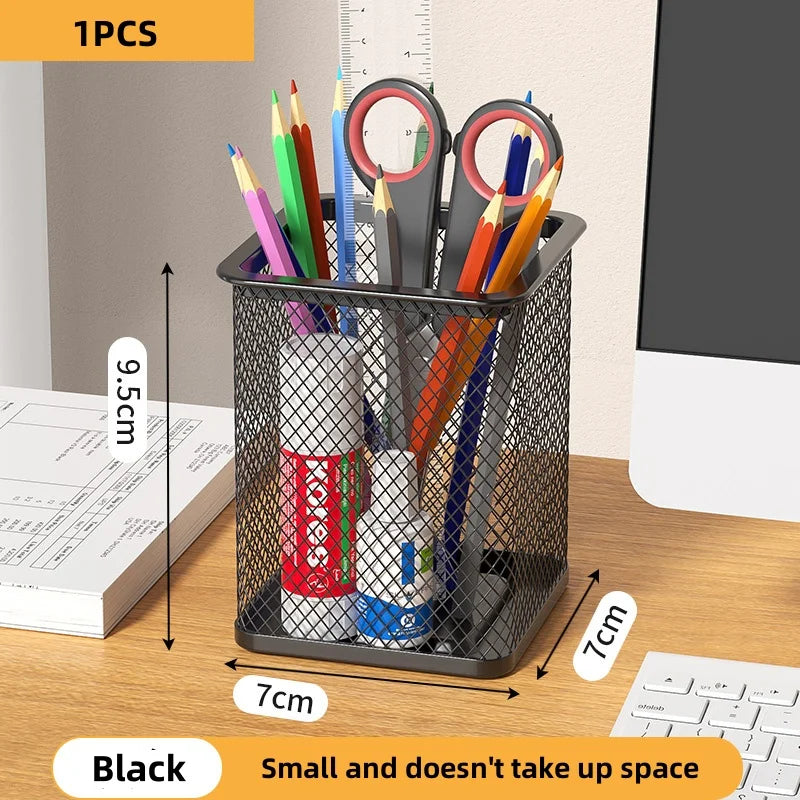 Metal Pen Holder - Black Mesh Pencil Case & Desk Organizer for Office - ZOOMNSTORE